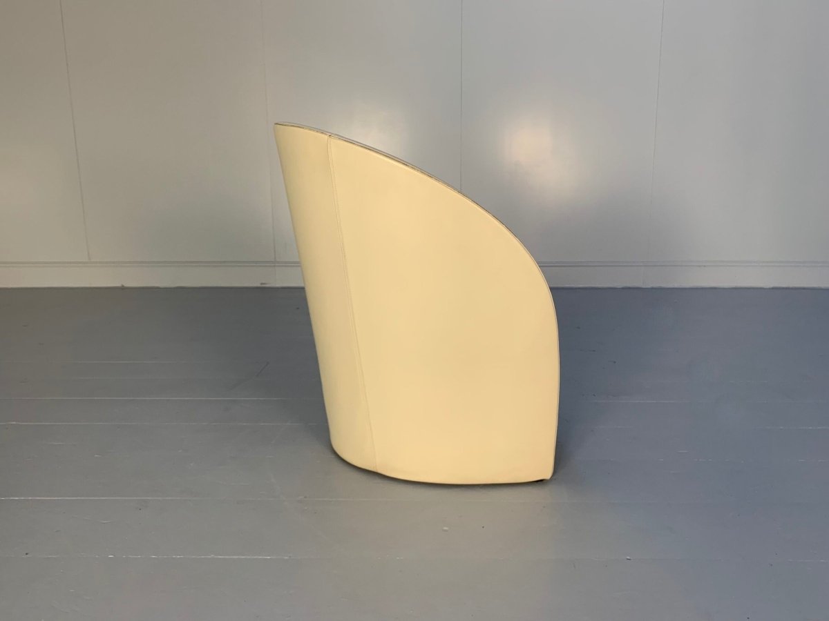 Pair of Poltrona Frau Intervista Armchairs - In Nest Ivory Leather @ REHAUS