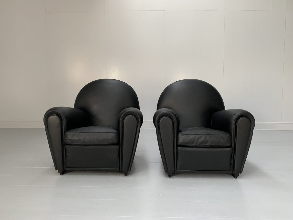 Pair of Poltrona Frau Vanity Fair Armchairs - In Pelle Frau Black Leather @ REHAUS