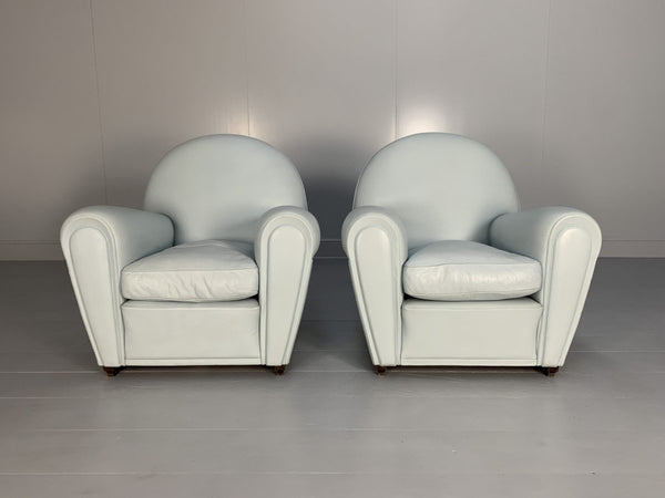 Pair of Poltrona Frau Vanity Fair Armchairs - In Pelle Frau Pale Blue Leather @ REHAUS