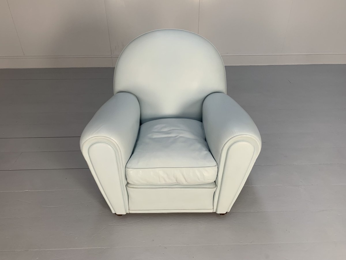 Pair of Poltrona Frau Vanity Fair Armchairs - In Pelle Frau Pale Blue Leather @ REHAUS