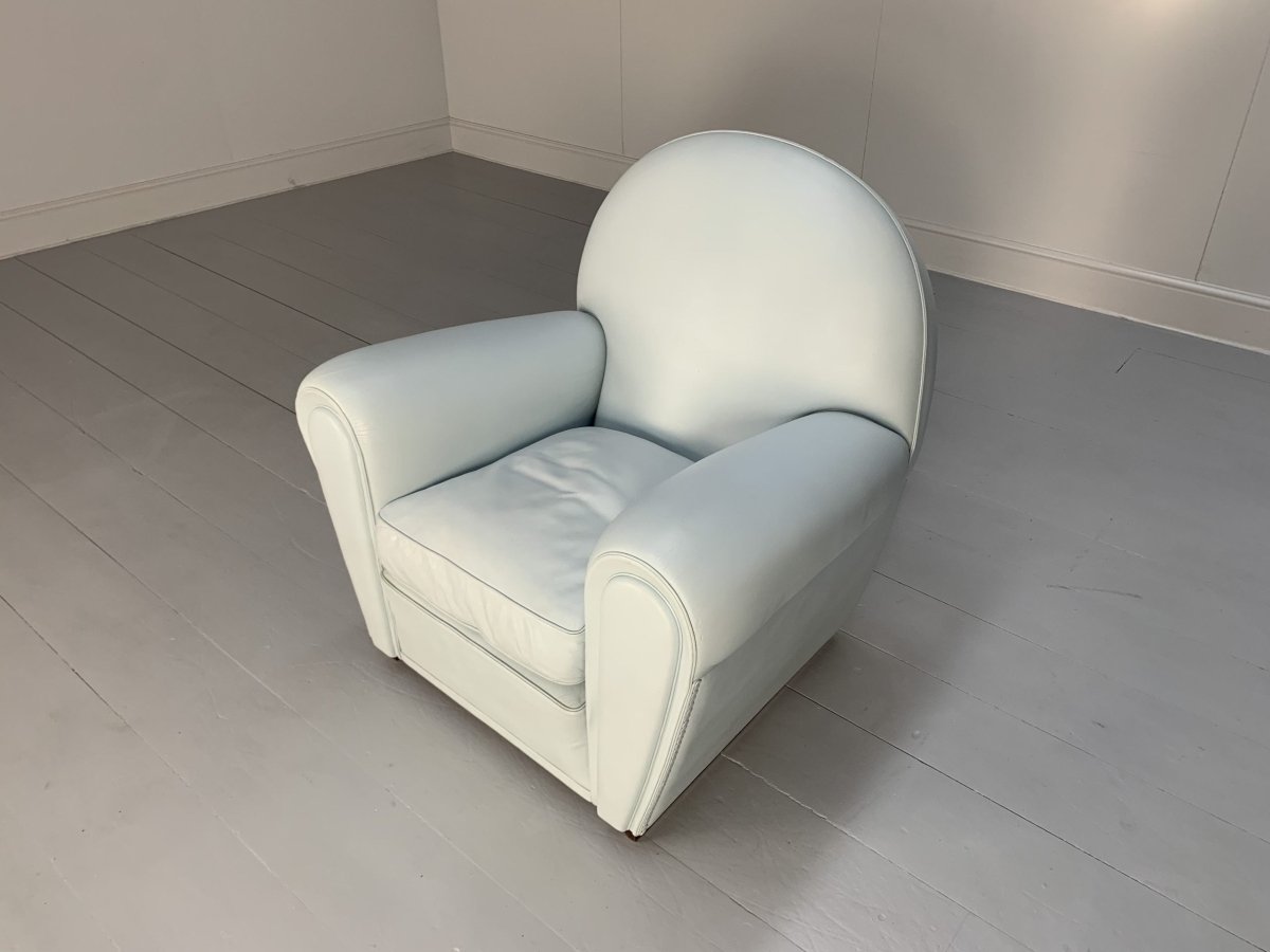 Pair of Poltrona Frau Vanity Fair Armchairs - In Pelle Frau Pale Blue Leather @ REHAUS