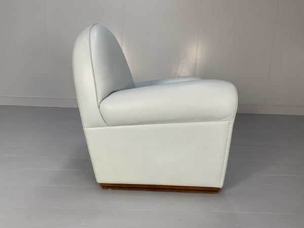 Pair of Poltrona Frau Vanity Fair Armchairs - In Pelle Frau Pale Blue Leather @ REHAUS