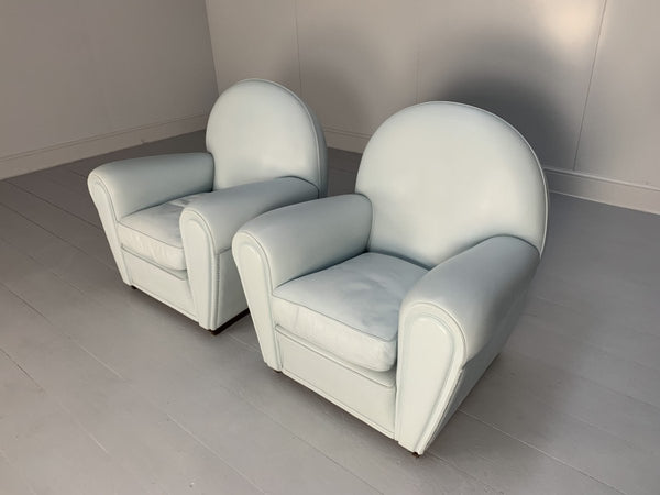 Pair of Poltrona Frau Vanity Fair Armchairs - In Pelle Frau Pale Blue Leather @ REHAUS