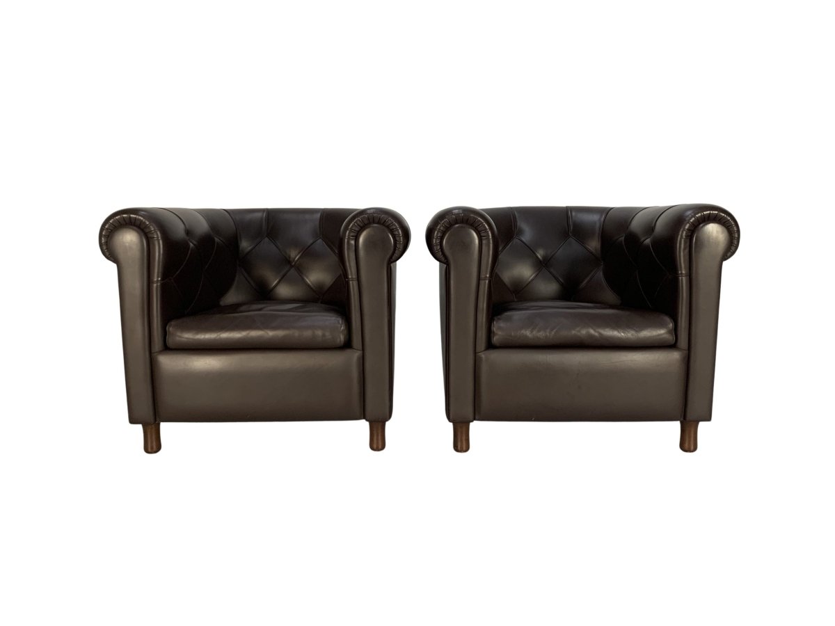 Poltrona Frau Arcadia Armchairs - In Pelle Frau Dark Brown Leather, Set of 2 @ REHAUS