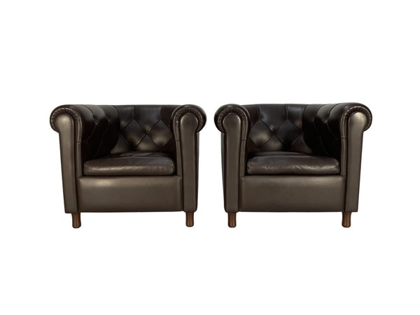 Poltrona Frau Arcadia Armchairs - In Pelle Frau Dark Brown Leather, Set of 2