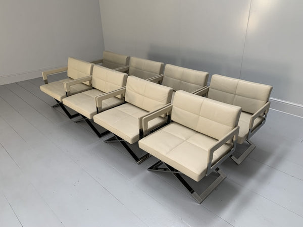 Poltrona Frau Aster X Dining Armchairs - In Ivory Pelle Frau Leather, Set of Eight @ REHAUS