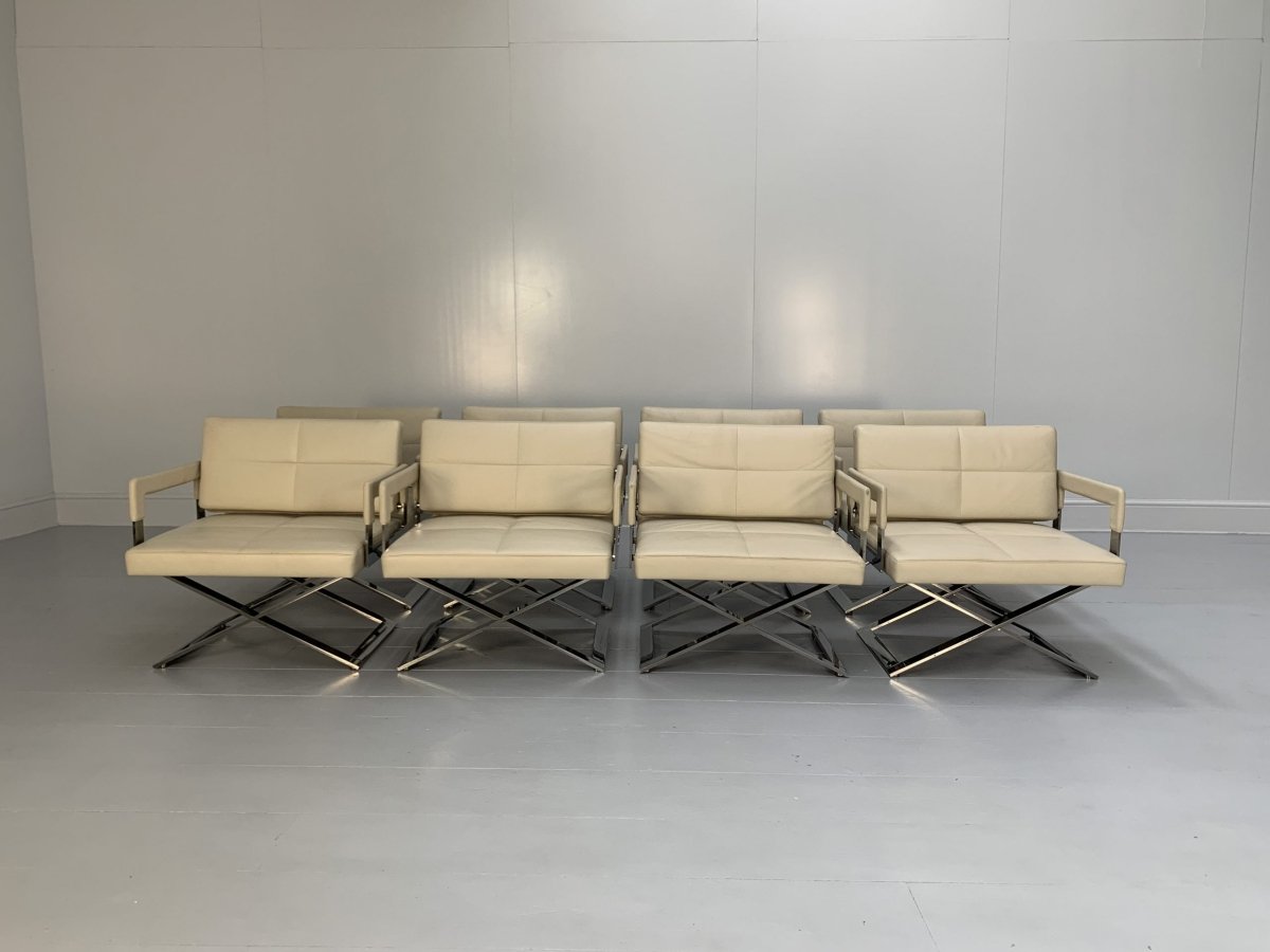 Poltrona Frau Aster X Dining Armchairs - In Ivory Pelle Frau Leather, Set of Eight @ REHAUS