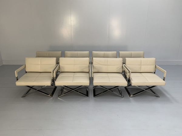 Poltrona Frau Aster X Dining Armchairs - In Ivory Pelle Frau Leather, Set of Eight @ REHAUS