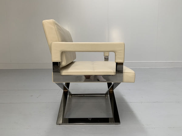 Poltrona Frau Aster X Dining Armchairs - In Ivory Pelle Frau Leather, Set of Eight @ REHAUS