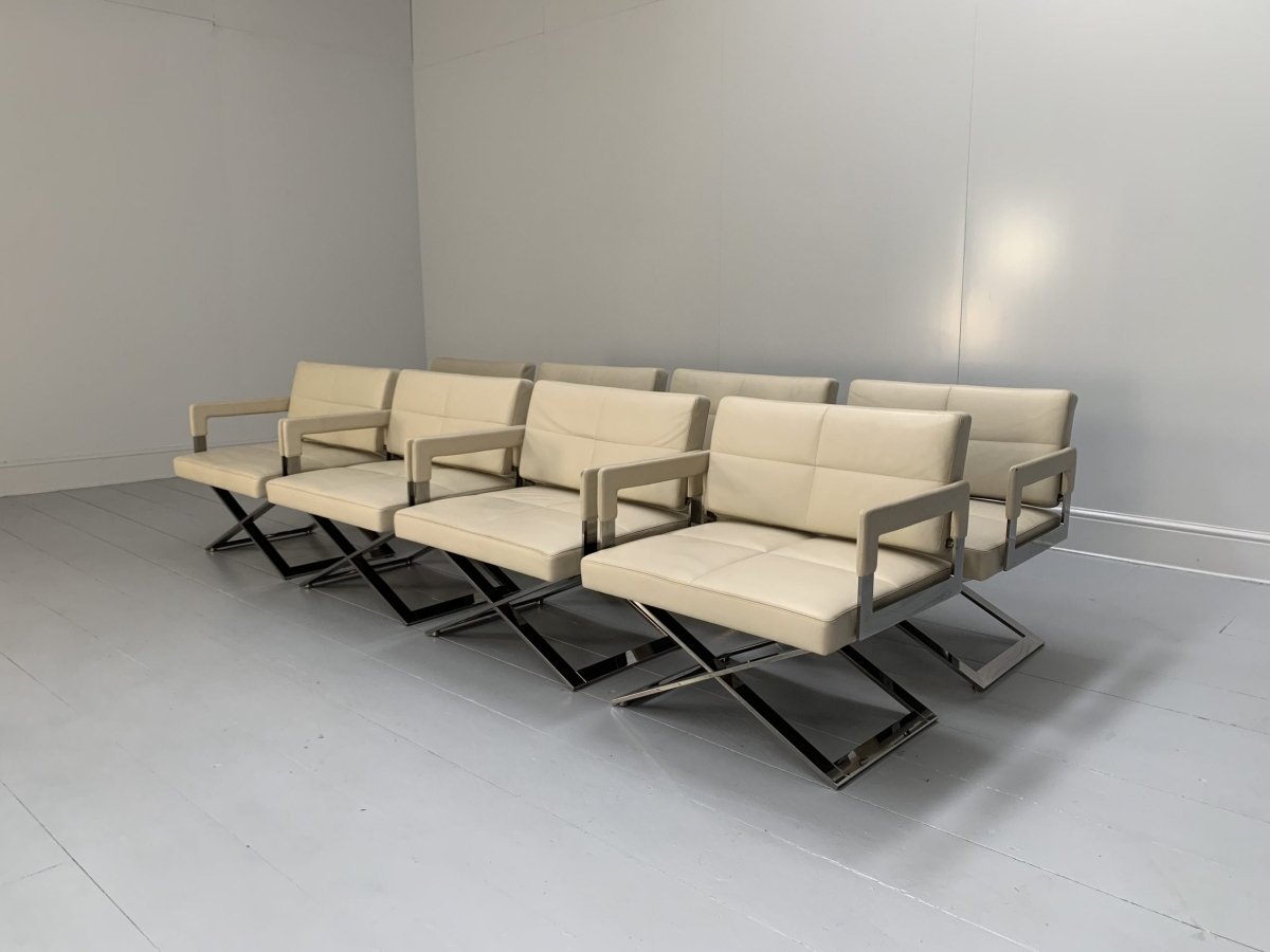 Poltrona Frau Aster X Dining Armchairs - In Ivory Pelle Frau Leather, Set of Eight @ REHAUS