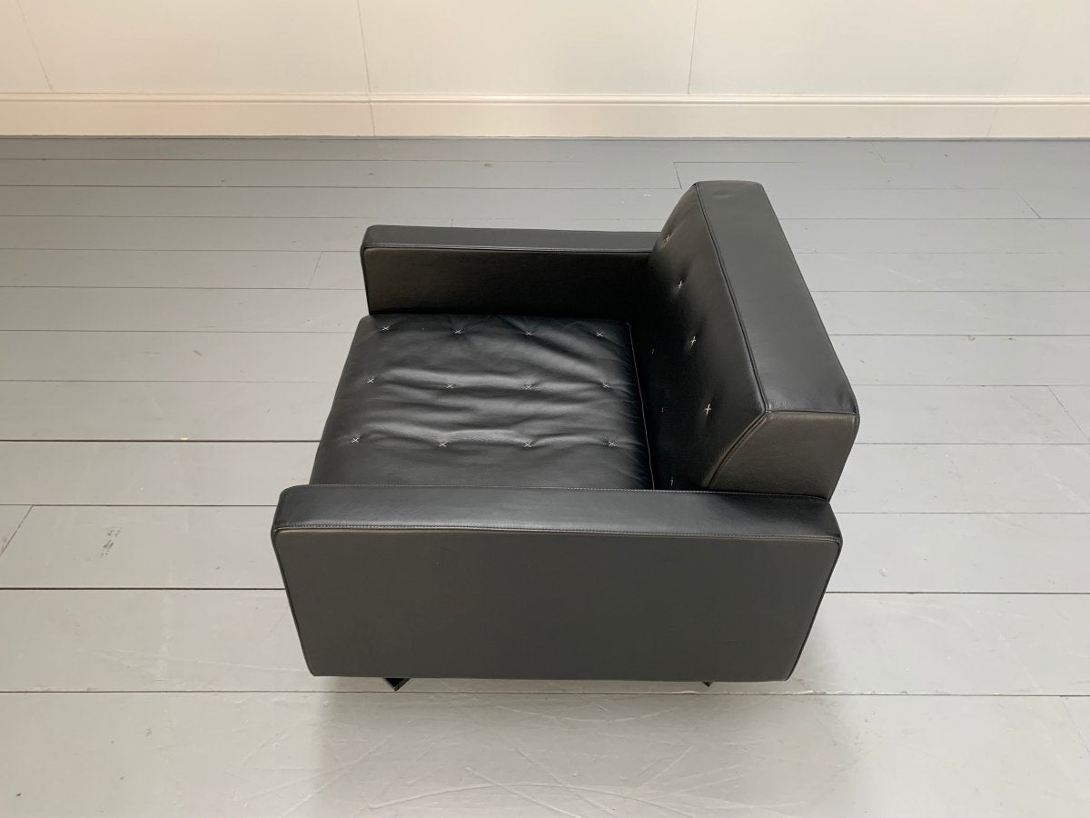 Poltrona Frau Kennedee Armchair in Black Pelle Frau SC Leather @ REHAUS