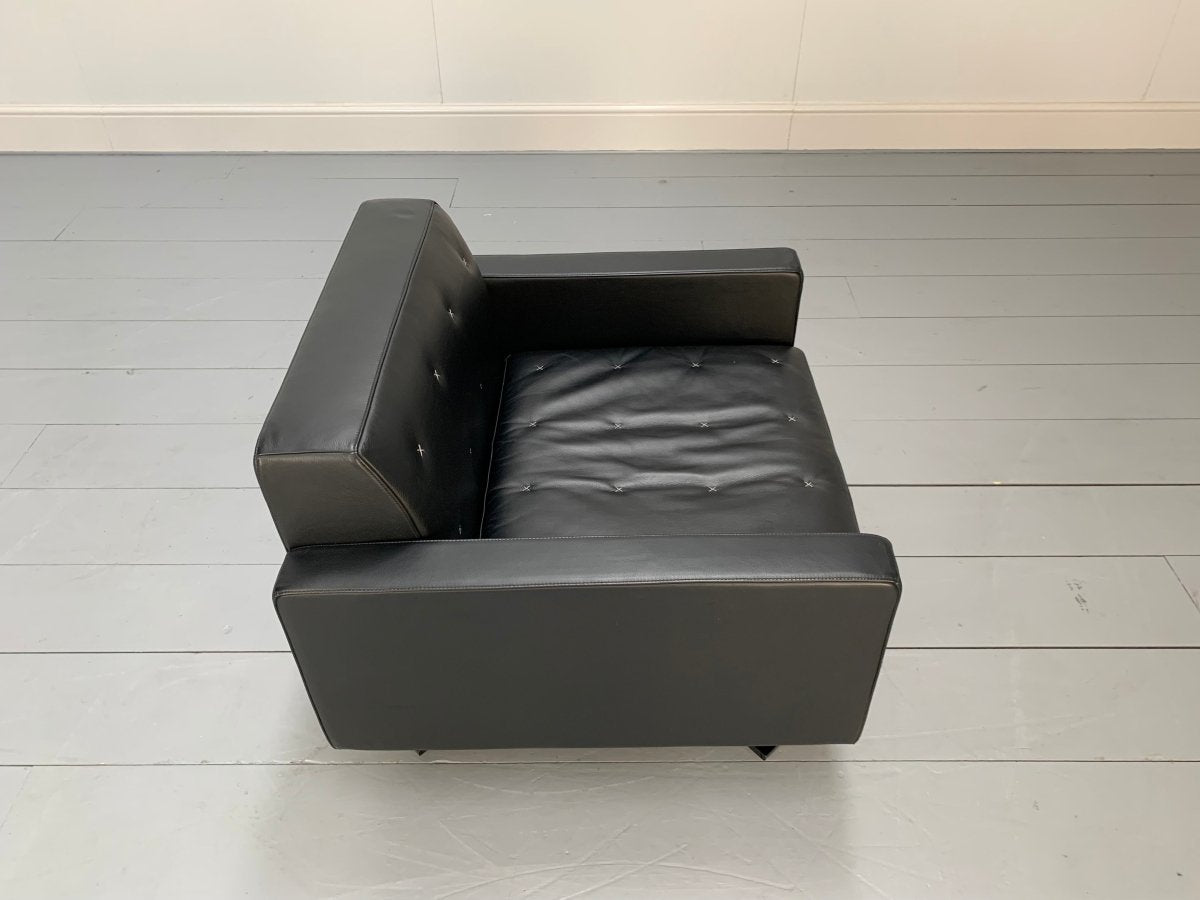 Poltrona Frau Kennedee Armchair in Black Pelle Frau SC Leather @ REHAUS