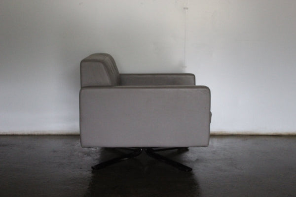 Poltrona Frau Kennedee Swivel Armchair in Grey Pelle Leather @ REHAUS