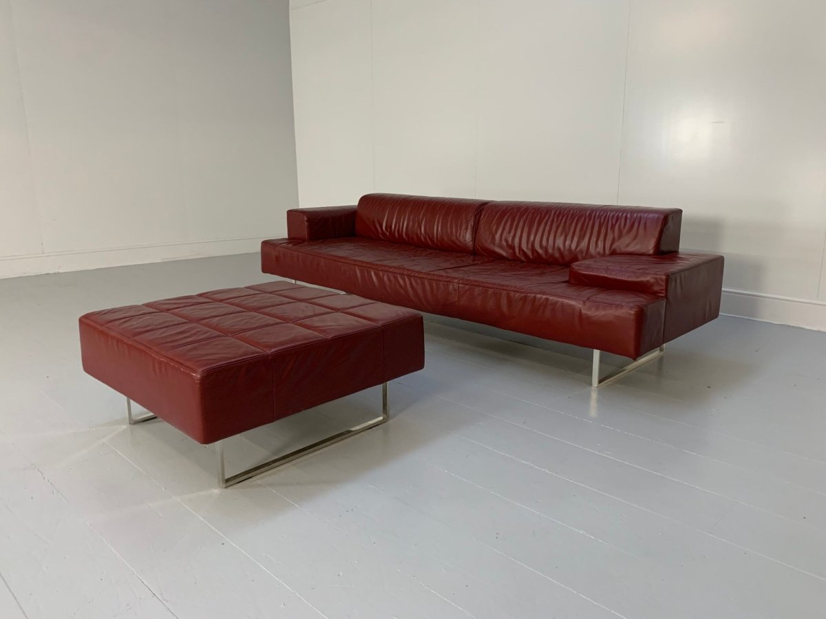 Poltrona Frau Quadra 4 - Seat Sofa & Ottoman Suite - In Oxblood Red Pelle Frau SC Leather @ REHAUS