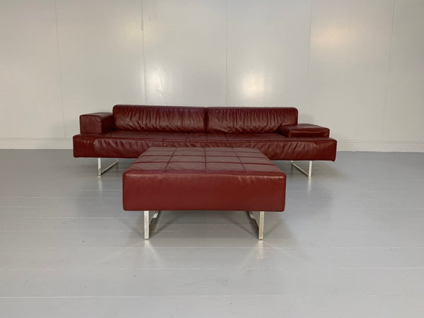 Poltrona Frau Quadra 4 - Seat Sofa & Ottoman Suite - In Oxblood Red Pelle Frau SC Leather @ REHAUS
