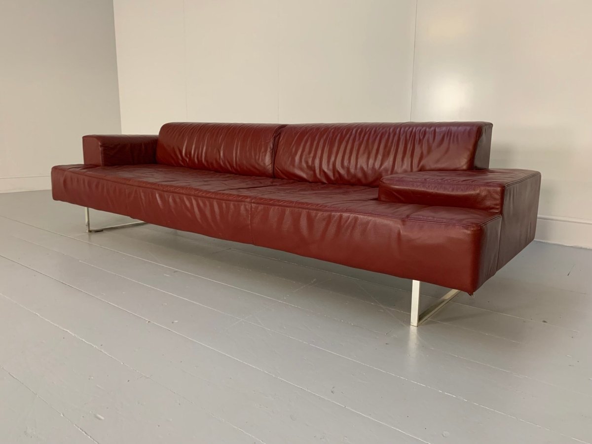Poltrona Frau Quadra 4 - Seat Sofa & Ottoman Suite - In Oxblood Red Pelle Frau SC Leather @ REHAUS