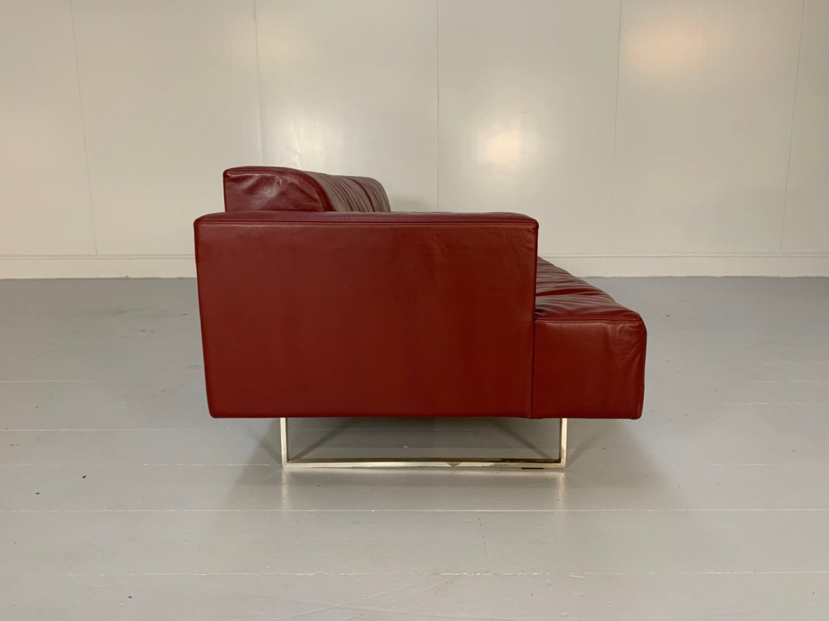 Poltrona Frau Quadra 4 - Seat Sofa & Ottoman Suite - In Oxblood Red Pelle Frau SC Leather @ REHAUS