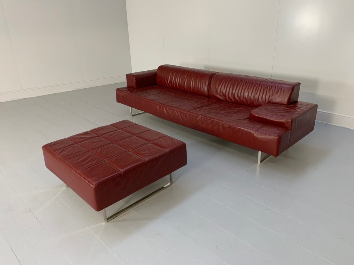 Poltrona Frau Quadra 4 - Seat Sofa & Ottoman Suite - In Oxblood Red Pelle Frau SC Leather @ REHAUS