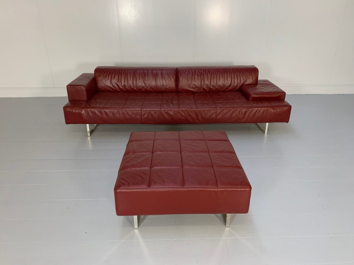 Poltrona Frau Quadra 4 - Seat Sofa & Ottoman Suite - In Oxblood Red Pelle Frau SC Leather @ REHAUS