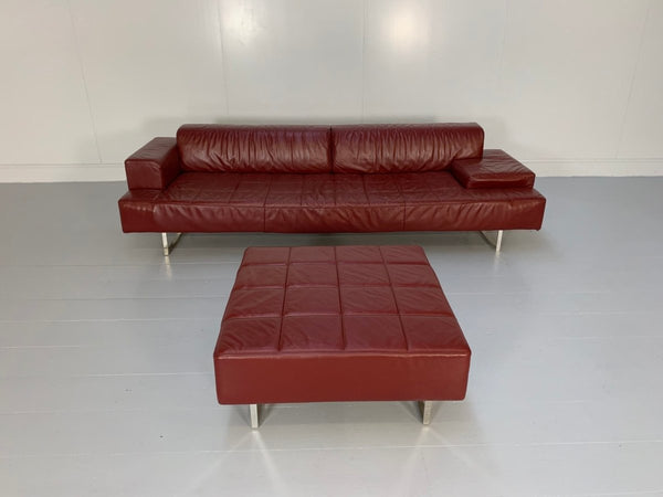 Poltrona Frau Quadra 4 - Seat Sofa & Ottoman Suite - In Oxblood Red Pelle Frau SC Leather @ REHAUS