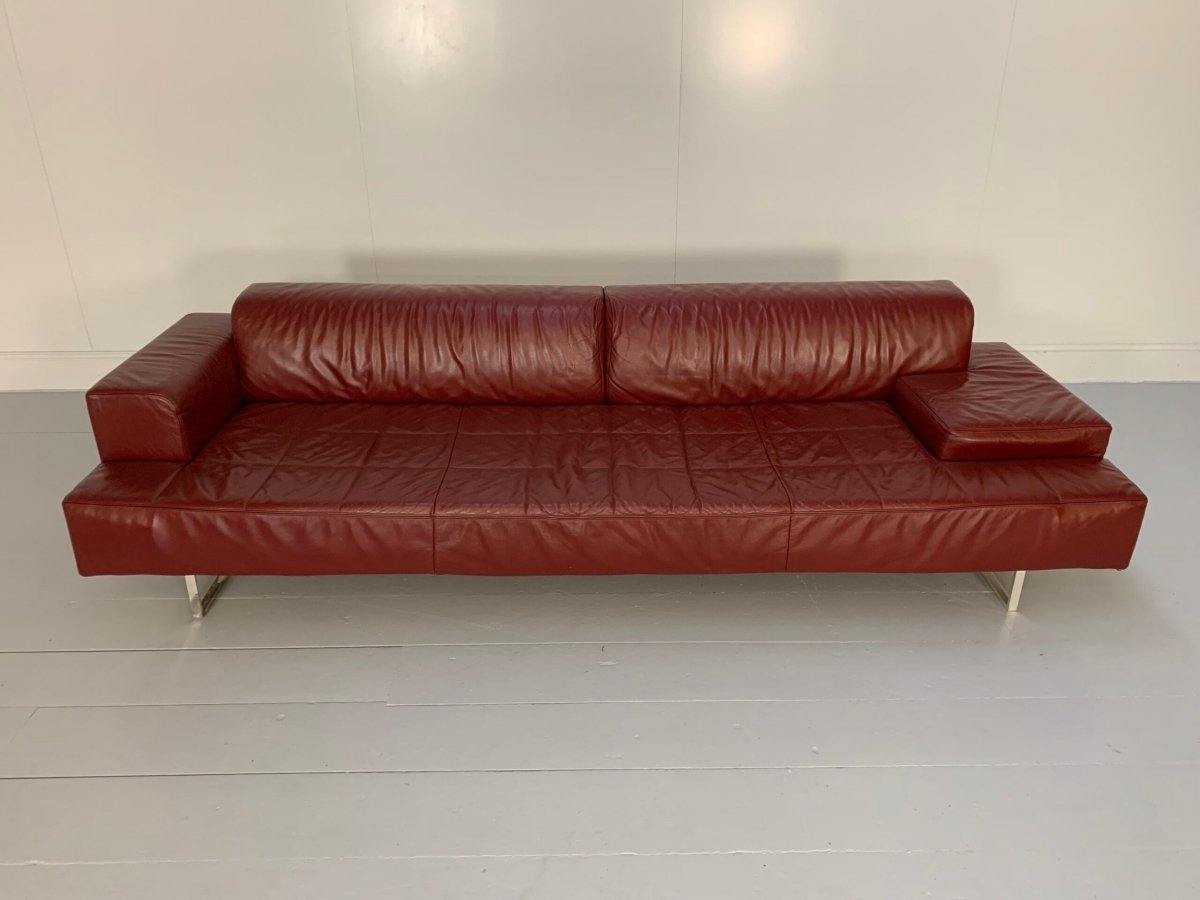 Poltrona Frau Quadra 4 - Seat Sofa & Ottoman Suite - In Oxblood Red Pelle Frau SC Leather @ REHAUS