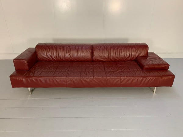 Poltrona Frau Quadra 4 - Seat Sofa & Ottoman Suite - In Oxblood Red Pelle Frau SC Leather @ REHAUS