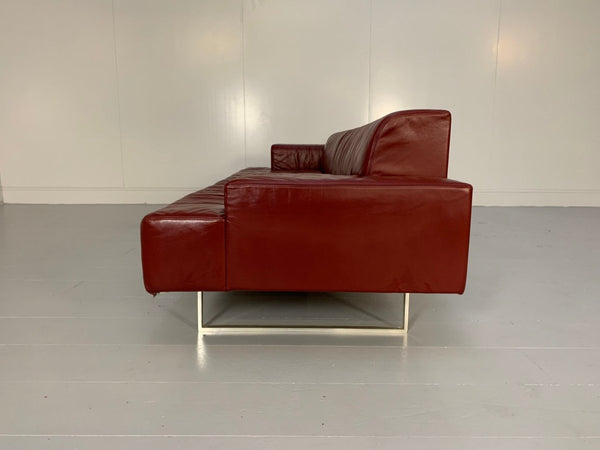 Poltrona Frau Quadra 4 - Seat Sofa & Ottoman Suite - In Oxblood Red Pelle Frau SC Leather @ REHAUS