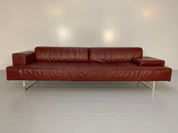 Poltrona Frau Quadra 4 - Seat Sofa & Ottoman Suite - In Oxblood Red Pelle Frau SC Leather @ REHAUS