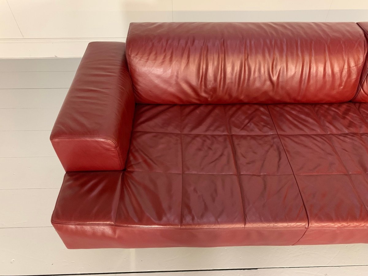 Poltrona Frau Quadra 4 - Seat Sofa & Ottoman Suite - In Oxblood Red Pelle Frau SC Leather @ REHAUS