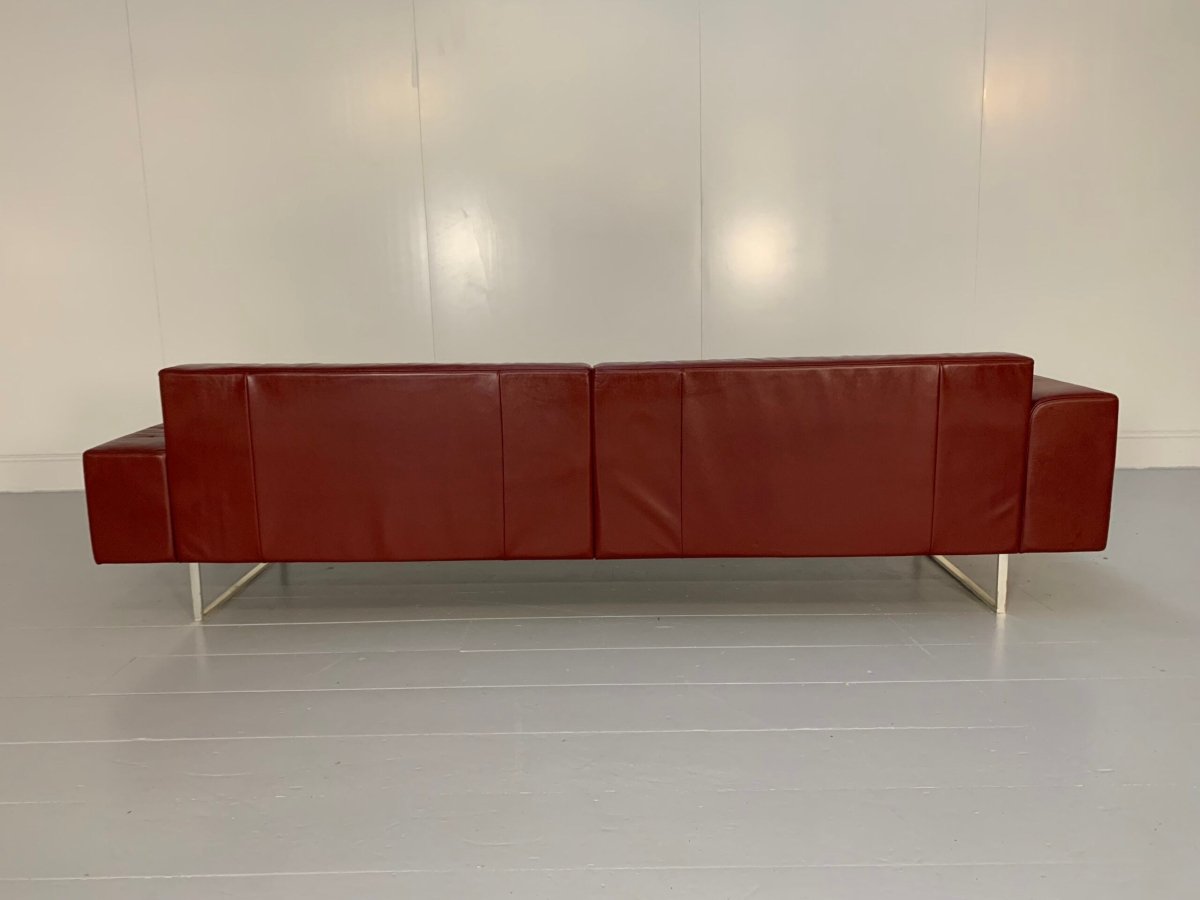 Poltrona Frau Quadra 4 - Seat Sofa & Ottoman Suite - In Oxblood Red Pelle Frau SC Leather @ REHAUS