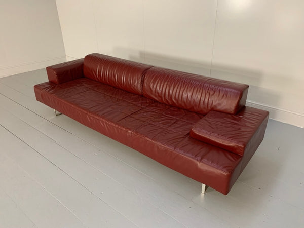 Poltrona Frau Quadra 4 - Seat Sofa & Ottoman Suite - In Oxblood Red Pelle Frau SC Leather @ REHAUS