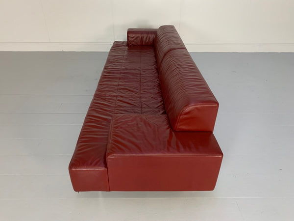 Poltrona Frau Quadra 4 - Seat Sofa & Ottoman Suite - In Oxblood Red Pelle Frau SC Leather @ REHAUS
