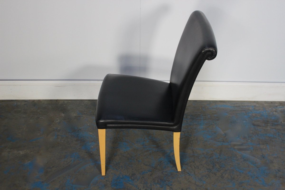 Poltrona Frau Vittoria Dining Chair in Black Pelle Frau Leather @ REHAUS