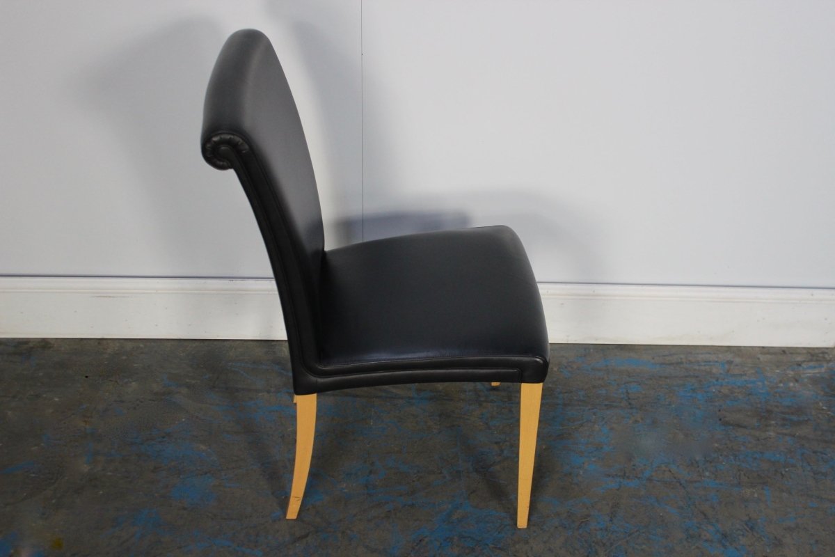Poltrona Frau Vittoria Dining Chair in Black Pelle Frau Leather @ REHAUS