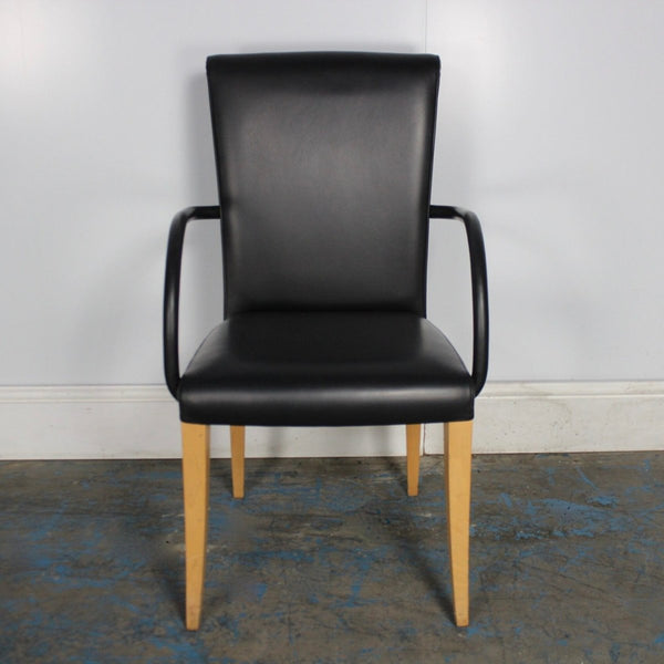 Poltrona Frau Vittoria Dining Chairs in Black Pelle Frau Leather, Set of 12 @ REHAUS