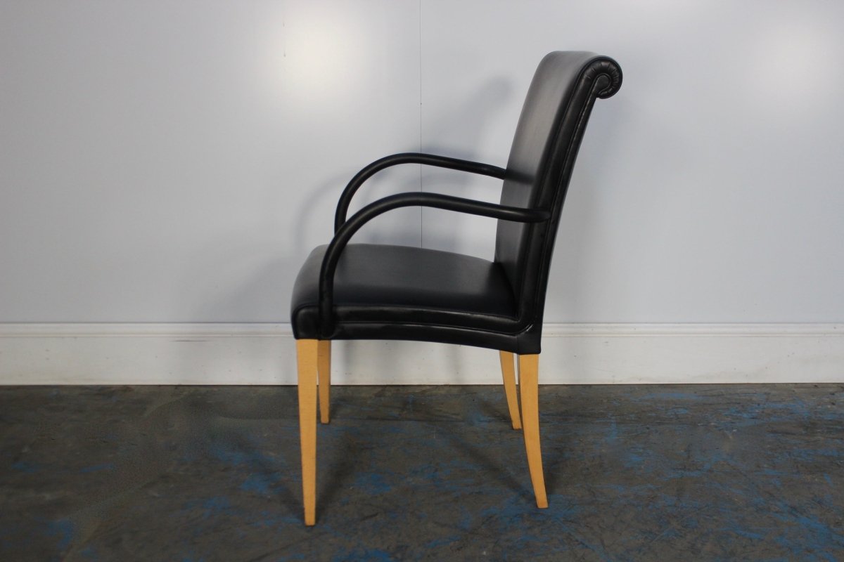 Poltrona Frau Vittoria Dining Chairs in Black Pelle Frau Leather, Set of 12 @ REHAUS