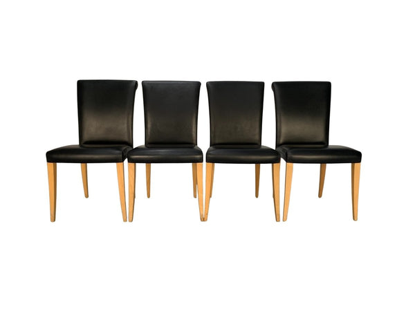 Poltrona Frau Vittoria Dining Chairs - In Black Pelle Frau Leather, Set of Four