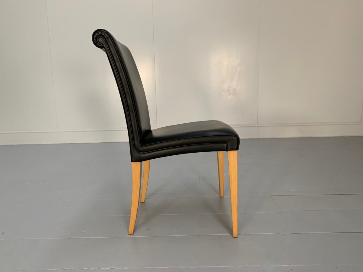 Poltrona Frau Vittoria Dining Chairs - In Black Pelle Frau Leather, Set of Four @ REHAUS