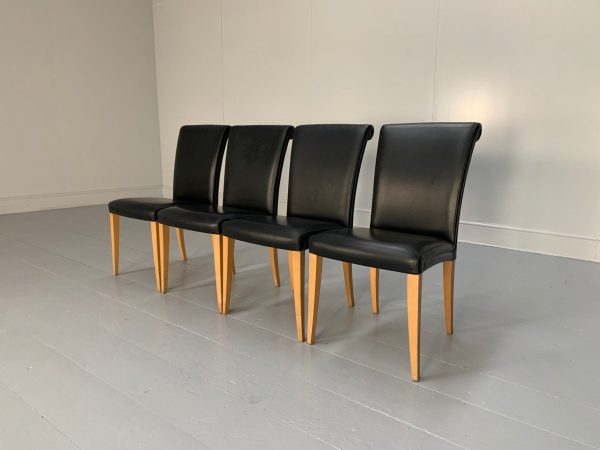 Poltrona Frau Vittoria Dining Chairs - In Black Pelle Frau Leather, Set of Four @ REHAUS
