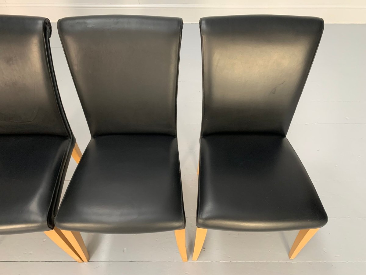 Poltrona Frau Vittoria Dining Chairs - In Black Pelle Frau Leather, Set of Four @ REHAUS