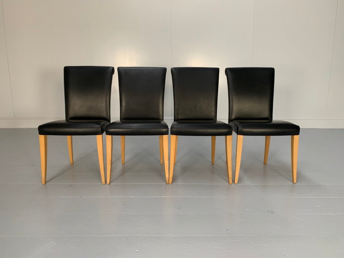 Poltrona Frau Vittoria Dining Chairs - In Black Pelle Frau Leather, Set of Four @ REHAUS