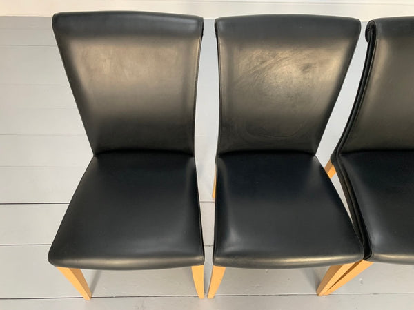 Poltrona Frau Vittoria Dining Chairs - In Black Pelle Frau Leather, Set of Four @ REHAUS