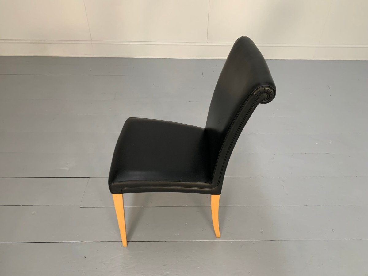 Poltrona Frau Vittoria Dining Chairs - In Black Pelle Frau Leather, Set of Four @ REHAUS