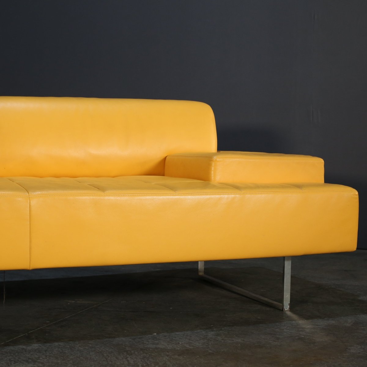 Poltrona Frau Yellow Faux Leather Sofa @ REHAUS