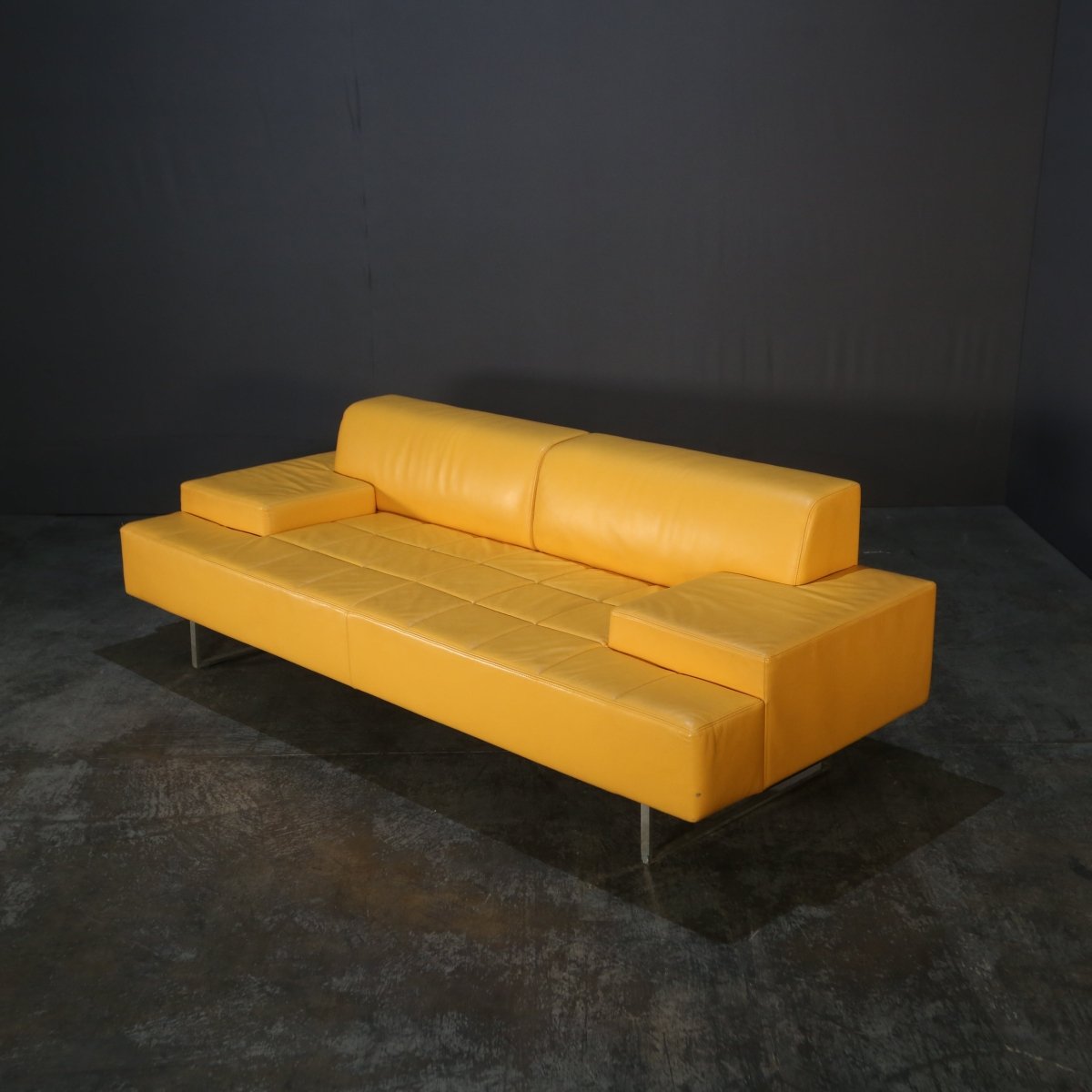 Poltrona Frau Yellow Faux Leather Sofa @ REHAUS