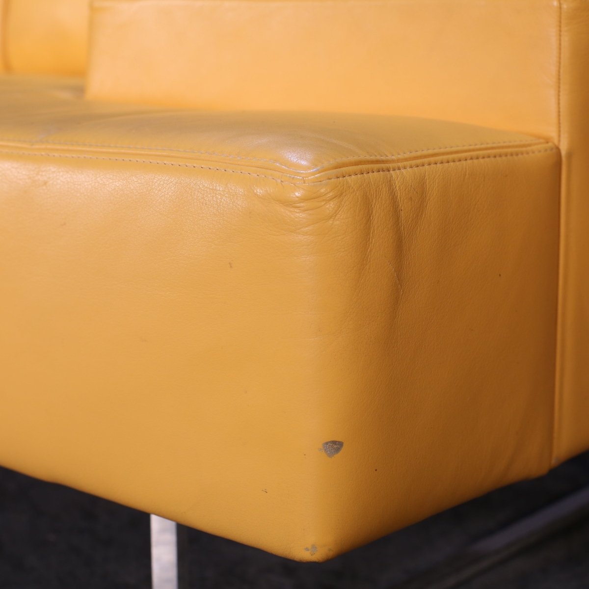 Poltrona Frau Yellow Faux Leather Sofa @ REHAUS
