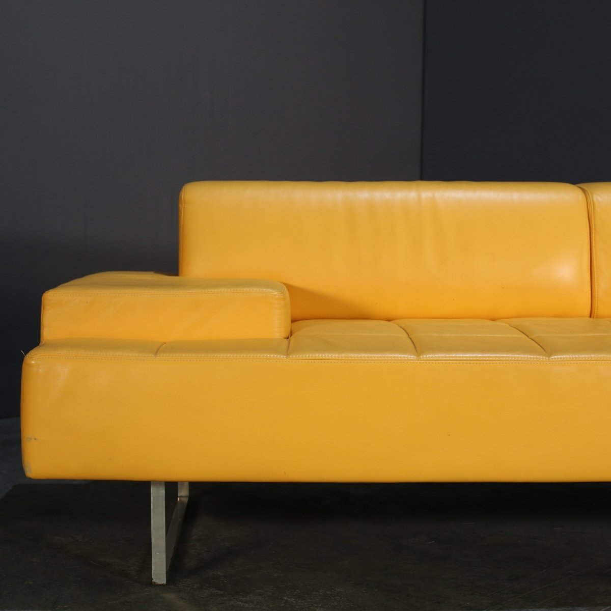 Poltrona Frau Yellow Faux Leather Sofa @ REHAUS