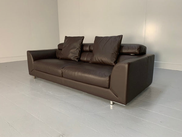 Roche Bobois 3 - Seat Sofa - In Dark Brown Leather @ REHAUS