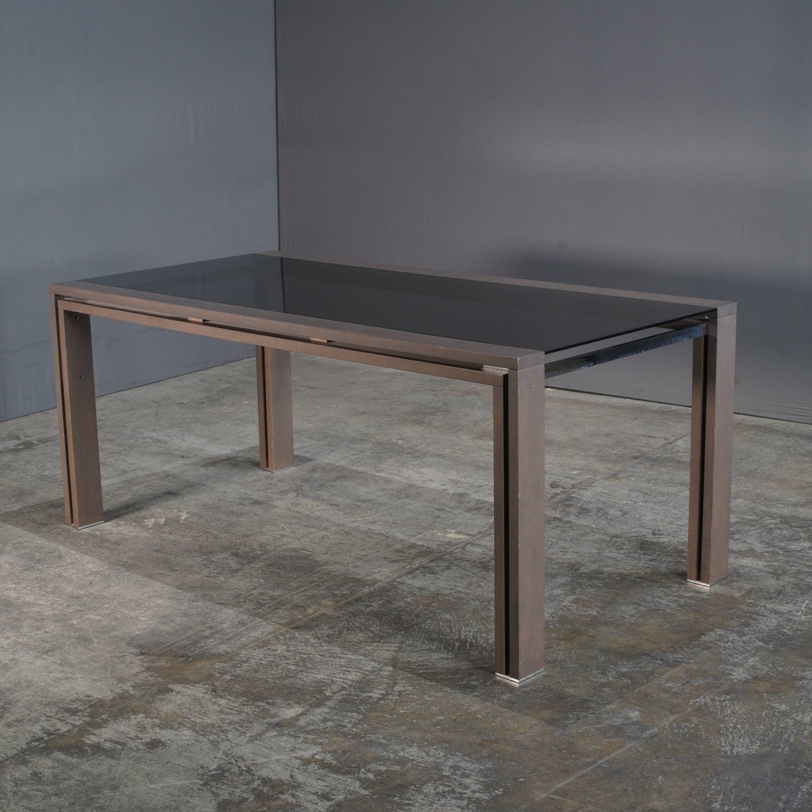 Roche Bobois Anthracite and Smoked Glass Box Dining Table @ REHAUS