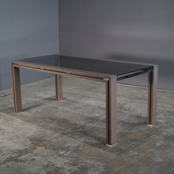 Roche Bobois Anthracite and Smoked Glass Box Dining Table @ REHAUS